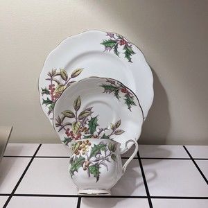 Royal Albert "Holly" Flower Of The Month No.12 Trio~Cup/Saucer/Plate 1950
